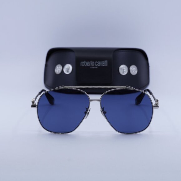 Final Price! Roberto Cavalli SRC008V 0579 Palladium/Blue Sunglasses - Picture 2 of 9